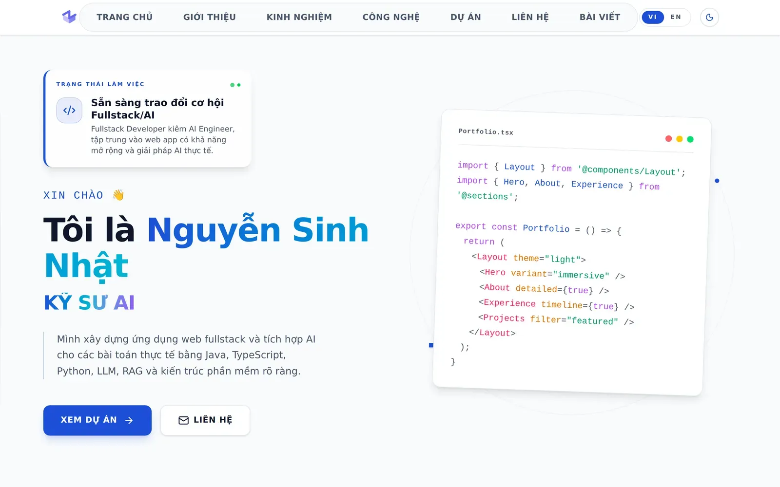 Giao diện Portfolio