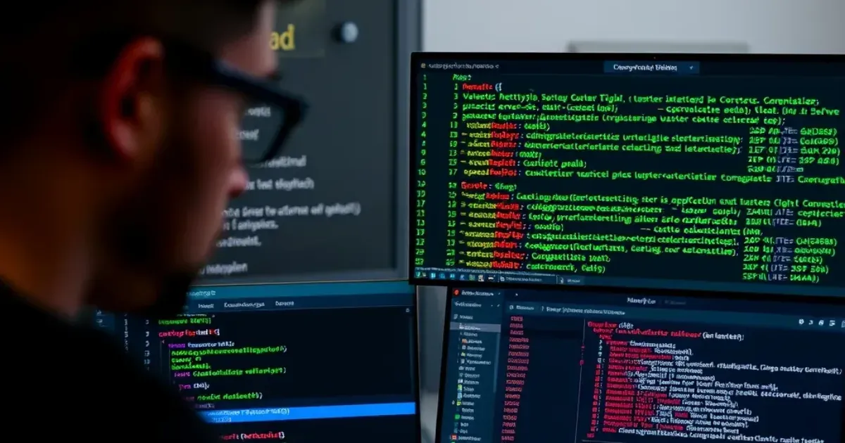 A developer working on a Next.js application with a split screen of server and client components plus performance metrics.